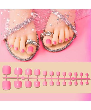 AddFavor 14 Colors Square Full Cover Short False Toe Nails - 12 Sizes Glossy Fake Toenails for Women and Girls - Buy Online on GoSupps.com
