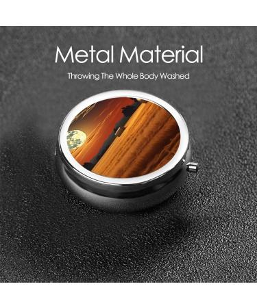 Golden Wheat Field Under Moonlight Portable Metal Pill Box | Round Mini 3-Compartment Design | Travel-Friendly Small Pill Organizer - Buy Online on GoSupps.com