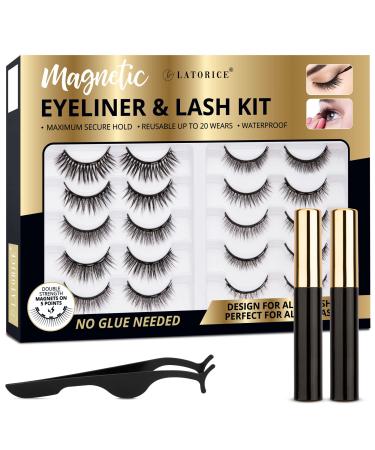 Magnetic Eyelashes  Magnetic Eyelashes Kit Magnetic Eyeliner 3D and 5D different Lengths&Densities Magnetic Eyelashes Magnetic Lashliner For Use with Magnetic False Lashes Natural Look-No Glue Needed (10-Pairs)