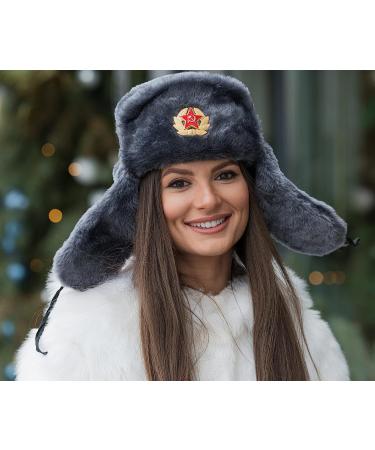 BELEON Ushanka Russian Fur Hat - Soviet Army Trapper Hat - Medium Grey - Buy Online on GoSupps.com