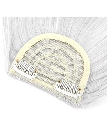 Silver Gray Clip In Bangs Hair Extensions - Thick Straight Hairpiece for Women - Buy Online on GoSupps.com
