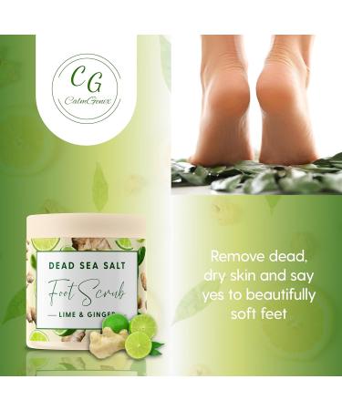 CalmGenix Lime & Ginger Foot Scrub with Dead Sea Salts | Exfoliating Spa Scrub for Hard Skin & Cracked Heels | Natural Moisturizing Pedicure Scrub - 460g - Buy Online on GoSupps.com