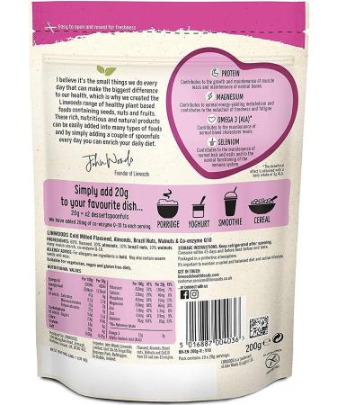 Linwoods Milled Flaxseed Almonds Brazil Nuts Walnuts & Q10 200g - Protein & Fiber-Rich with Omega 3, Magnesium & Selenium - Buy Online on GoSupps.com