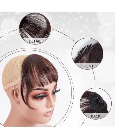 NICENEEDED Dark Brown Clip in Bangs Faux Fringe Bangs Hair Bangs Clips Natural Curved Wispy Bangs Fake Air Hairpieces Clip in Hair Extensions for Women Daily Wear - Buy Online on GoSupps.com