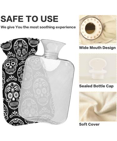 Naanle Sugar Skull Floral 2L Hot Water Bottle - Heat & Cold Therapy for Pain Relief | Large Transparent Bottle for Bed Hands & Feet - Buy Online on GoSupps.com