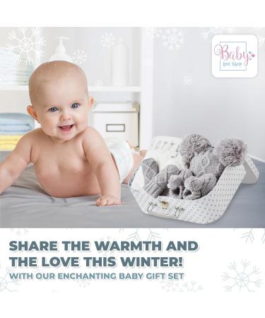 Personalised Baby Shower Gift Set | Newborn Winter Clothes & Accessories - Customised Grey | Baby Knitted Booties, Hat, Gloves, Fleece Blanket | Newborn Essentials - Buy Online on GoSupps.com