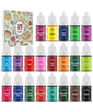 Food Colouring Liquid - 21 Colour Concentrated Food Colouring Set Waysroma Neon Liquid Food Dye for Baking Cakes Drinks Fondant Cupcakes - 6ml Each