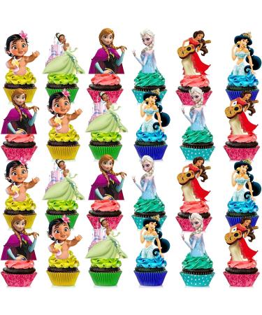48Pcs Princess Party Cupcake Toppers Princess Birthday Party Supplies Princess Theme Party Cake Decorations (Princess) - Buy Online on GoSupps.com