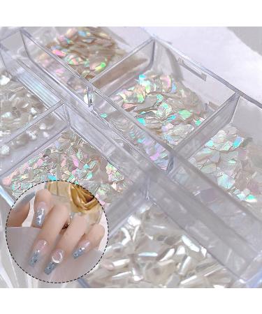 Nail Shell Flakes 1Box 6Grids Irregular Abalone Seashell Slices for Nail Art Nail Abalone Shell Pieces Sequins Nail Art Decorations Manicure Mermaid Slice UV Gel Flake (6 Grids) - Buy Online on GoSupps.com