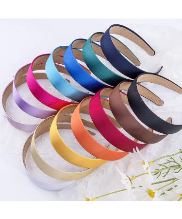SIQUK 14-Piece Satin Headbands - Colorful 1 inch DIY Craft Headbands for Women and Girls - Buy Online on GoSupps.com