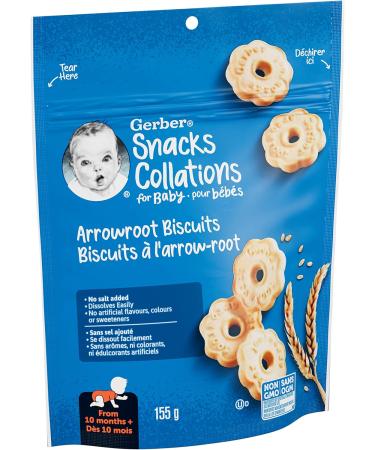 GERBER Biscuits Arrowroot Baby Snacks Biscuits 10+ Months 155 g 4 Pack Arrowroot 155 g (Pack of 4) - Buy Online on GoSupps.com