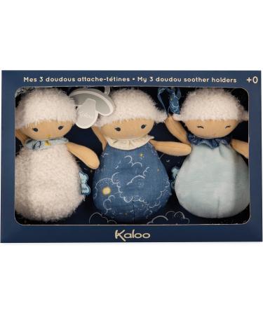 Kaloo Doux Sommeil - Plush Pacifier Bands & Sheep Holder for Babies - 15 cm Blue & White | International Shipping - Buy Online on GoSupps.com