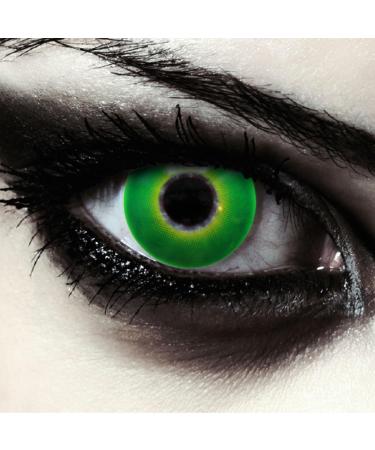 DESIGNLENSES Bright green colored Halloween costume contact lenses 1 pair (2 pieces) soft colored lenses without prescription Hulk Green"