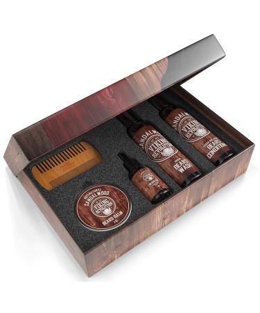 Ultimate Beard Care Conditioner Kit - Beard Grooming Set for Men with Wash, Oil, Balm, Comb - Sandalwood Scent - Buy Online on GoSupps.com
