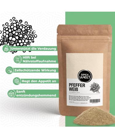 Spicy Welt Poivre Blanc Moulu (100g) Poivre Blanc en Poudre Fine | Id al B chamel Poisson Pur e & Sauce Cr me | Saveur Subtile & Piquant Discret | 100% Naturel Sans Additifs 100 g (Lot de 1) - Buy Online on GoSupps.com