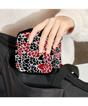 GIAPB Period Bag - Sanitary Napkin Storage & Makeup Pouch, Black & Red Hearts - 1698 - Buy Online on GoSupps.com