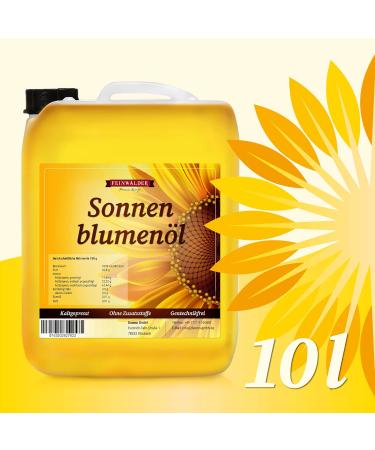 Feinw lder Premium Sunflower Oil - 10L Cold-Pressed Pure & Unfiltered Cooking Oil | High-Quality Mild Taste Salad Oil - Buy Online on GoSupps.com
