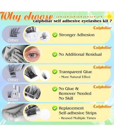 Calphdiar Self Adhesive Eyelashes - Natural Look Reusable No Glue Needed Lash Clusters 10-16mm | A-Wispy Style - Buy Online on GoSupps.com