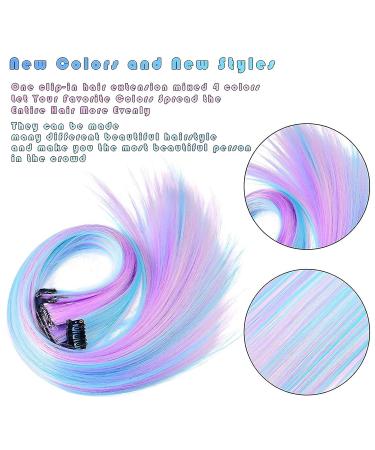 YMHPRIDE 30 PCS Colored Clip in Hair Extension 20 inch Mixed Color for Girls Women Kids - Fashion Cosplay Party Highlights - Buy Online on GoSupps.com