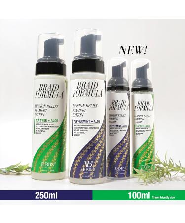 EBIN NEW YORK Braid Formula Tension Relief Foaming Lotion Tea Tree & Aloe 3.38 fl. oz./ 100ml - Nourishing and Hydration Style your Braids with Ease Frizz Control 3.38 Fl Oz (Pack of 1) Tea Tree + Aloe - Buy Online on GoSupps.com