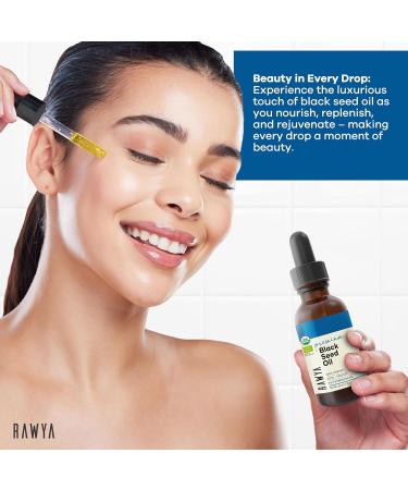 RAWYA Black Seed Oil - Cold Pressed - Nigella Sativa- High TQ 2% - Kalonji Oil - Premium Black Cumin Seed for Beauty and Wellness - Daily Essentials Nutrients - 1.7 Fl Oz Glass Bottle - Buy Online on GoSupps.com