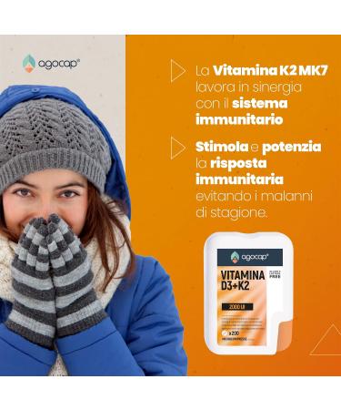  Agocap Vitamin D3 + Vitamin K2 (MK7) Dietary supplement for bones and the immune system 200 tablets - Buy Online on GoSupps.com