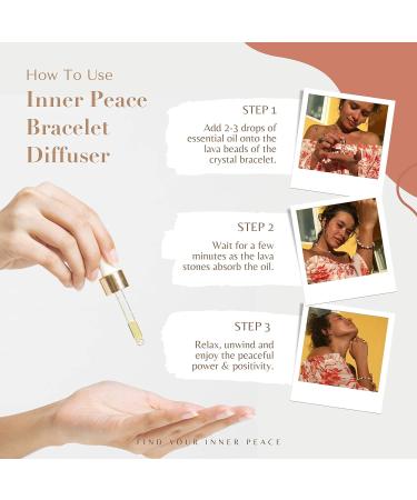 Women's Anti-Anxiety Beaded Bracelet with Zebra Jasper Flower - Inner Peace Aromatherapy Gift 19cm - Buy Online on GoSupps.com