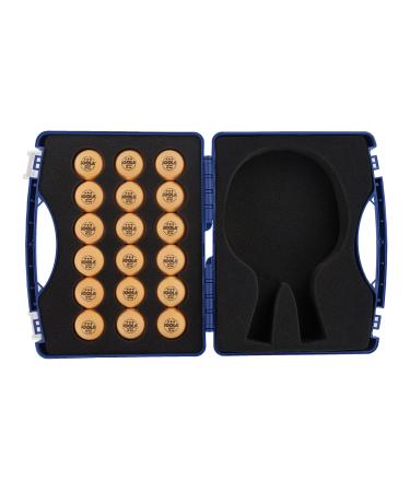 JOOLA Tour Carrying Case - Ping Pong Paddle Case with 18 40mm 3 Star Competition Ping Pong Balls and Space for Storing 2 Standard Table Tennis Rackets - Durable High Density Case with EVA Foam Lining Blue
