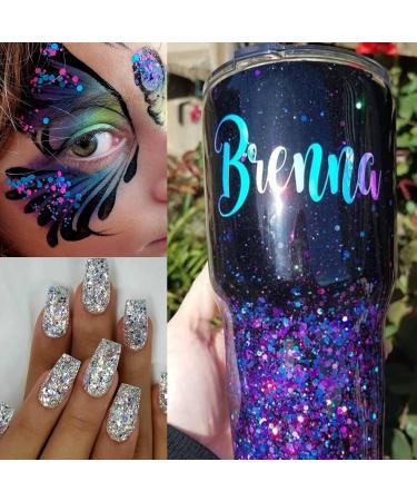 Buy Silver & Purplish Blue Holographic Chunky Glitter - 4 Pots 32g | Festival & Rave Accessories with Quick Dry Primer Glue Gel - Buy Online on GoSupps.com