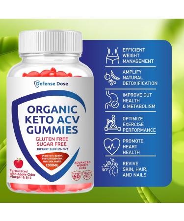 Organic Keto ACV Gummies - Advanced Weight Loss Supplement | Gluten & Sugar Free | Rapid Belly Fat Burner | 1200MG Apple Cider Vinegar for Men & Women - Buy Online on GoSupps.com