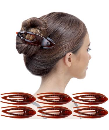 RC Roche 6 pieces of hair clip hair clamp French curved for women girls firm support without slides high quality hair medium brown