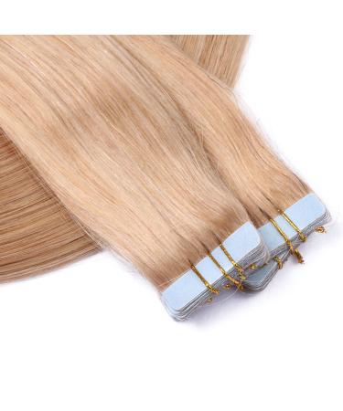 Tape In Hair Extensions #20 Ash Blond 40cm | 100% Remy Real Hair | 50 Bricks 4cm Wide | Adhesive Tresse by Novon Hair Extensions - International Shipping Available - Buy Online on GoSupps.com