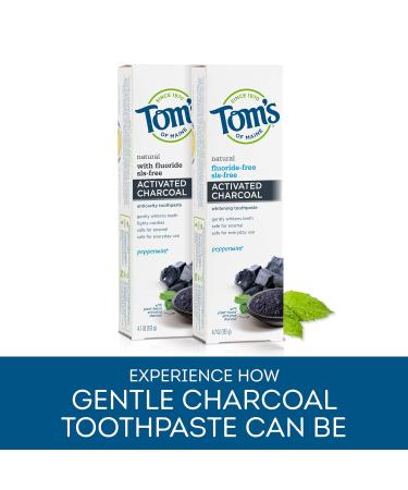 Tom s of Maine Fluoride-Free Activated Charcoal Whitening Toothpaste 4.7 oz - Peppermint 3-Pack | Natural Dental Care - Buy Online on GoSupps.com