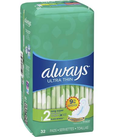 Always Ultra Thin Size 2 Super Pads With Wings Unscented 32 Count | Pack of 1 - Buy Online on GoSupps.com