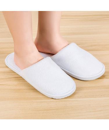 Deluxe Closed Toe White Spa Party Slippers - 5 Pairs | Ideal for Guests & Travel | Large Size 9.5-12.5 Women/8-11 Men - Buy Online on GoSupps.com