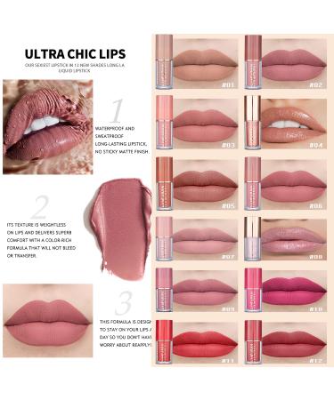 12 Colors Velvet Matte Liquid Lipstick Set - Long Lasting Waterproof & Non-Stick Cup Lip Makeup for Women - Buy Online on GoSupps.com