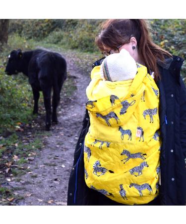BundleBean - Babywearing Fleece Lined Cover - Waterproof Cover for All Weathers - Sling Cover Fits All Size Slings & Carriers (Yellow Zebra)
