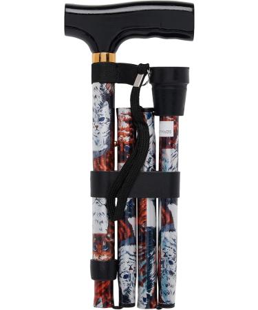 PCP Mobility Adjustable Travel Folding Cane Fritz Handle Cats with Mahogany Handle 3/4-Inch Tip Size - Buy Online on GoSupps.com