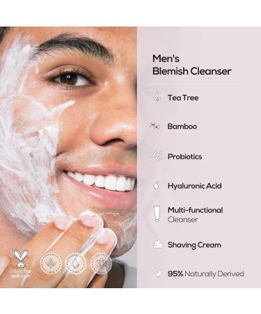 HANHOO Men Blemish Cleanser - Daily Facial & Beard Wash with Tea Tree Oil Probiotics & Hyaluronic Acid | Soothes Acne-Prone Skin | For All Skin Types | 5.07 fl oz - Buy Online on GoSupps.com
