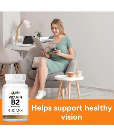 LIIFE High-Dose Vitamin B2 (Riboflavin) 400mg - 180 Vegan Capsules Energy Metabolism & Mucous Membrane Support Skin Health Supports Migraine Relief Gluten-Free Non-GMO 180 Count (Pack of 1) - Buy Online on GoSupps.com