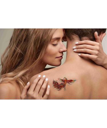 Dopetattoo Phoenix Birds Temporary Tattoos - 6 Sheets, 3.7 X 3.7 Inch, Neck/Arm/Chest for Women, Men, Adults - Flying Legends Fire Bird Design - Buy Online on GoSupps.com
