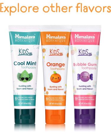 Himalaya Botanique Kids Toothpaste Cool Mint Flavor 4 oz 2 Pack | Fluoride Free, Reduce Plaque, Long Lasting Brushing | Mint 4 Ounce (Pack of 2) - Buy Online on GoSupps.com