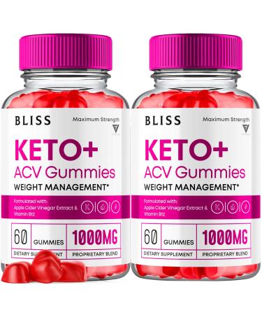 2 Pack Bliss Keto ACV Gummies Advanced Support Bliss Keto Gummies Keto Bliss Maximum Strength Keto+ ACV Apple Cider Vinegar Folate Vitamin Supplement Blissketo 1000MG Beet Root (120 Gummies)