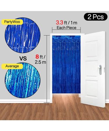 PartyWoo 2 pcs Royal Blue Foil Fringe Curtains for Birthday Wedding Party Decorations - Buy Online on GoSupps.com