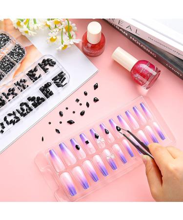 120 Multi Shapes Gems & 3000 Round Rhinestones with Tools - Nail Art Crystal Set (Black) - Buy Online on GoSupps.com