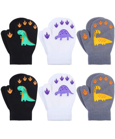 Cooraby 6 Pairs Toddler Magic Stretch Mittens Winter Unisex Baby Knitted Gloves Mittens
