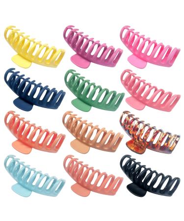 Puniae 12Pcs Big Hair Claw Clips for Women Girls Nonslip Matte 4.3 Inch Large Banana Jaw Clips Hair Accessories Lightweight and Strong Hold
