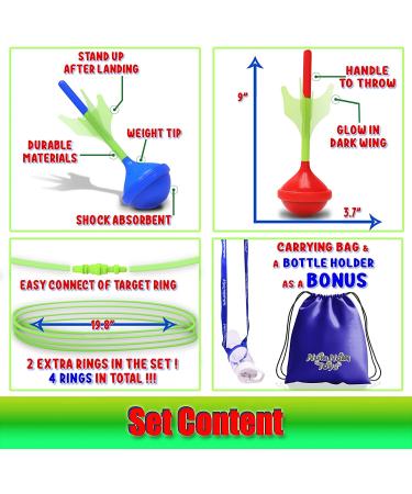 Glow in The Dark Lawn Darts Game - Family Fun Outdoor Game with Rings and Soft Tip Darts - Includes Carrying Bag - Perfect Gift for Adults & Teens - Buy Online on GoSupps.com