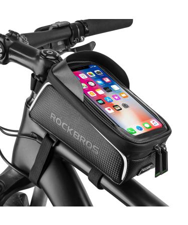 ROCKBROS Bike Phone Front Frame Bag Bicycle Bag Waterproof Bike Phone Mount Top Tube Bag Bike Phone Case Holder Accessories Cycling Pouch Compatible Phone Under 6.5