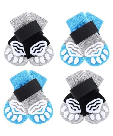 Saintrygo 8 Pieces Anti-Slip Dog Socks Paw Protector with Paw Patterns and 8 Pieces Adjustable Straps for Small Medium Puppy Pet Paw Protection Indoor Wear Better Traction Control on Floor (Small)